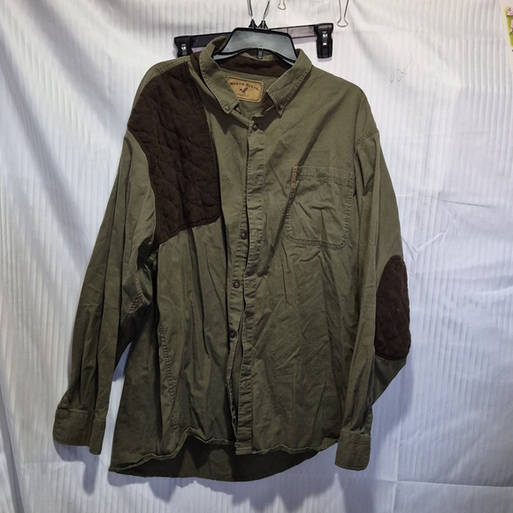 North river Other - Olive Green Button-Up Shirt with Brown Accents